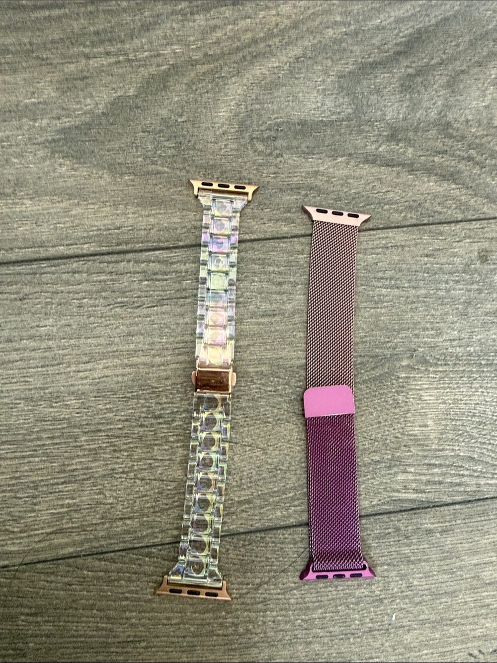 Clear Iridescent and Purple Mesh Smartwatch Bands - Compatible Case Straps